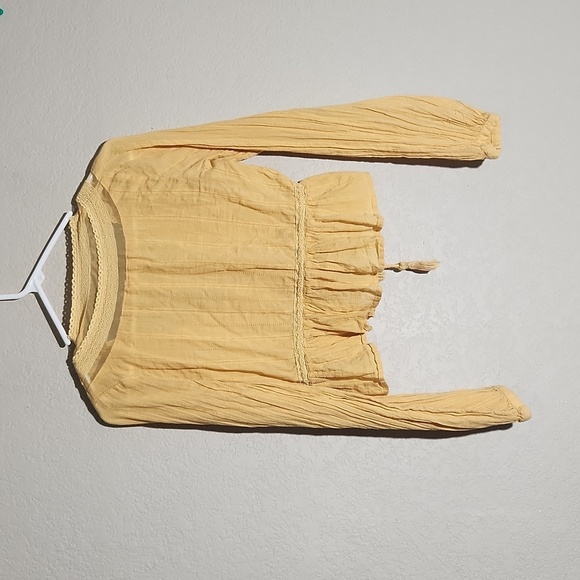 Free People Blouse Womens Extra Small Oberoi Babydoll Top Yellow Lace Y2K Boho - Picture 3 of 10